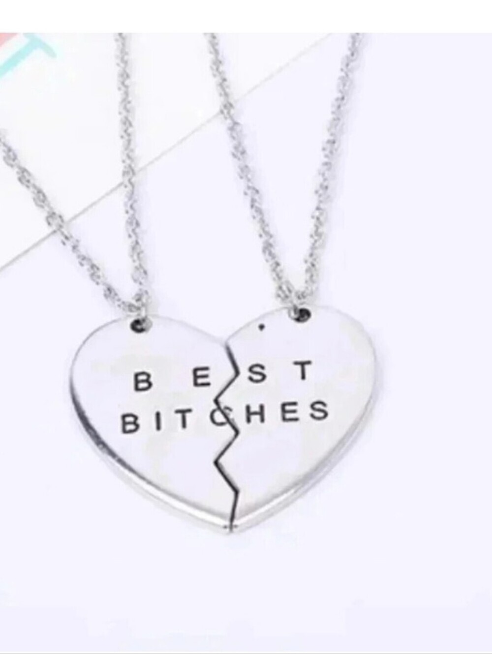 2 Pieces A Pair Best Bittchesss Necklaces Steel Friend Bff Hot Couple Jewelry